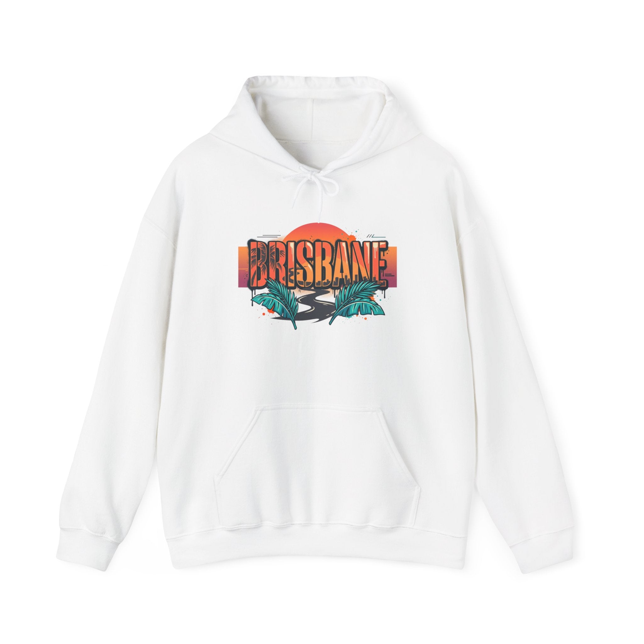Brisbane Retro Sunset Hoodie – Tropical Palm Beach Graphic