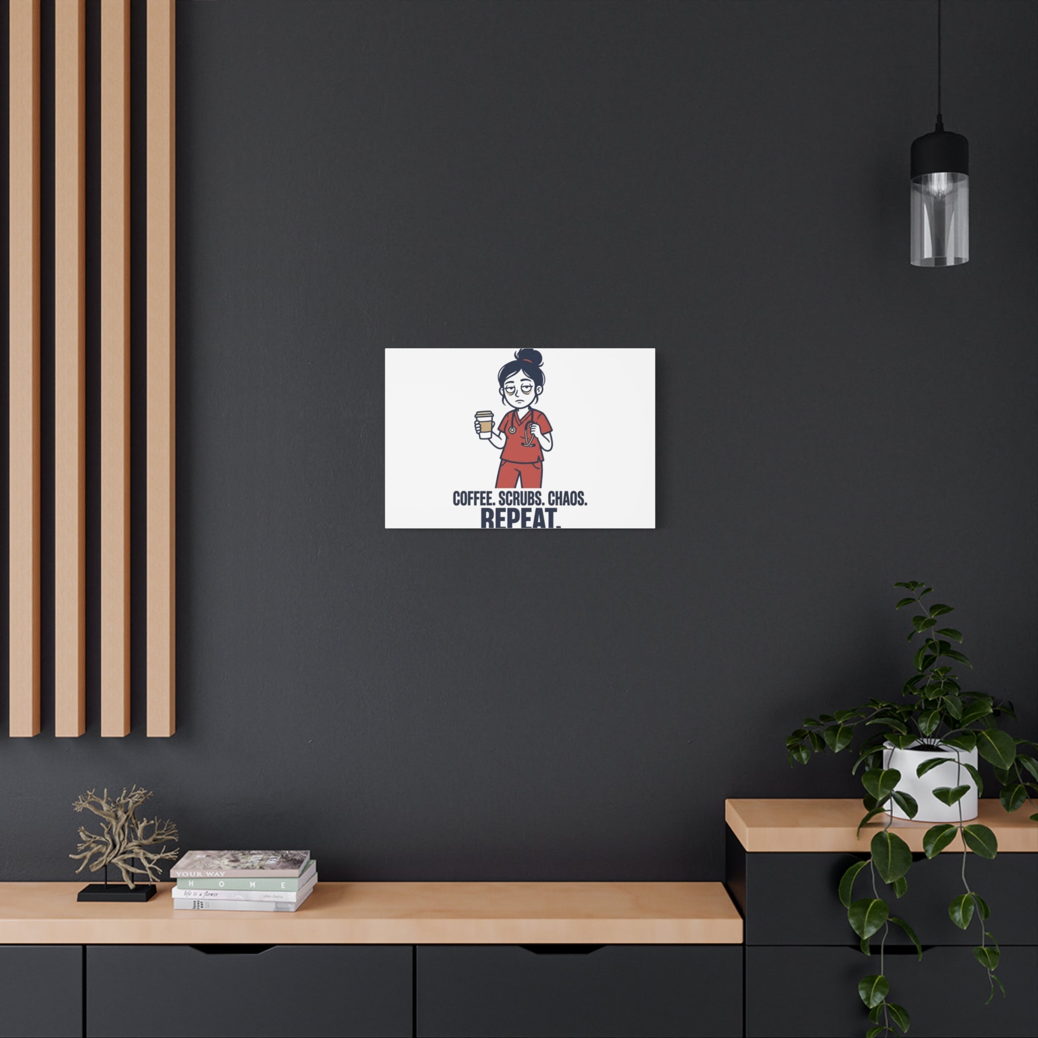 Coffee. Scrubs. Chaos. Repeat. Canvas | Nurse Aesthetic, RN Nurse Wall Art
