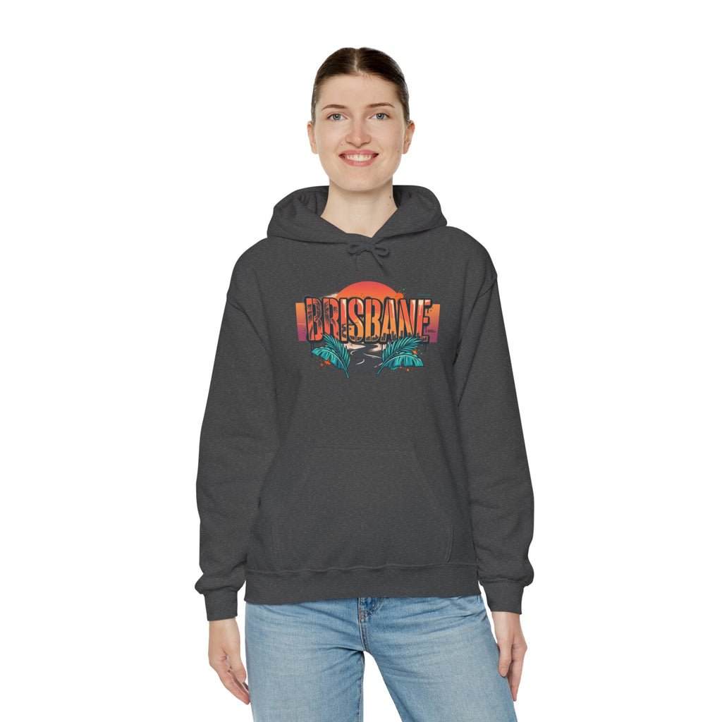 Brisbane Retro Sunset Hoodie – Tropical Palm Beach Graphic