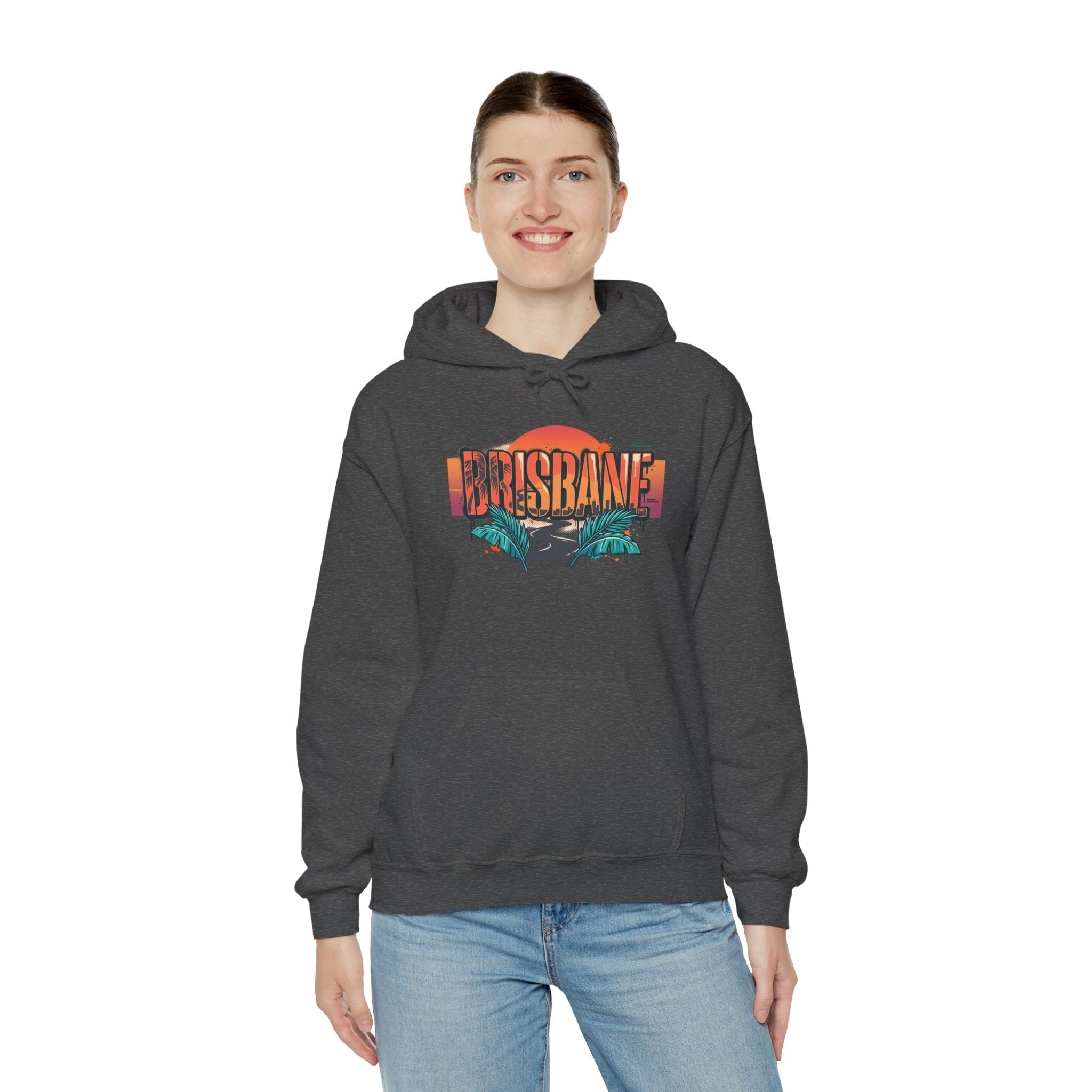 Brisbane Retro Sunset Hoodie – Tropical Palm Beach Graphic