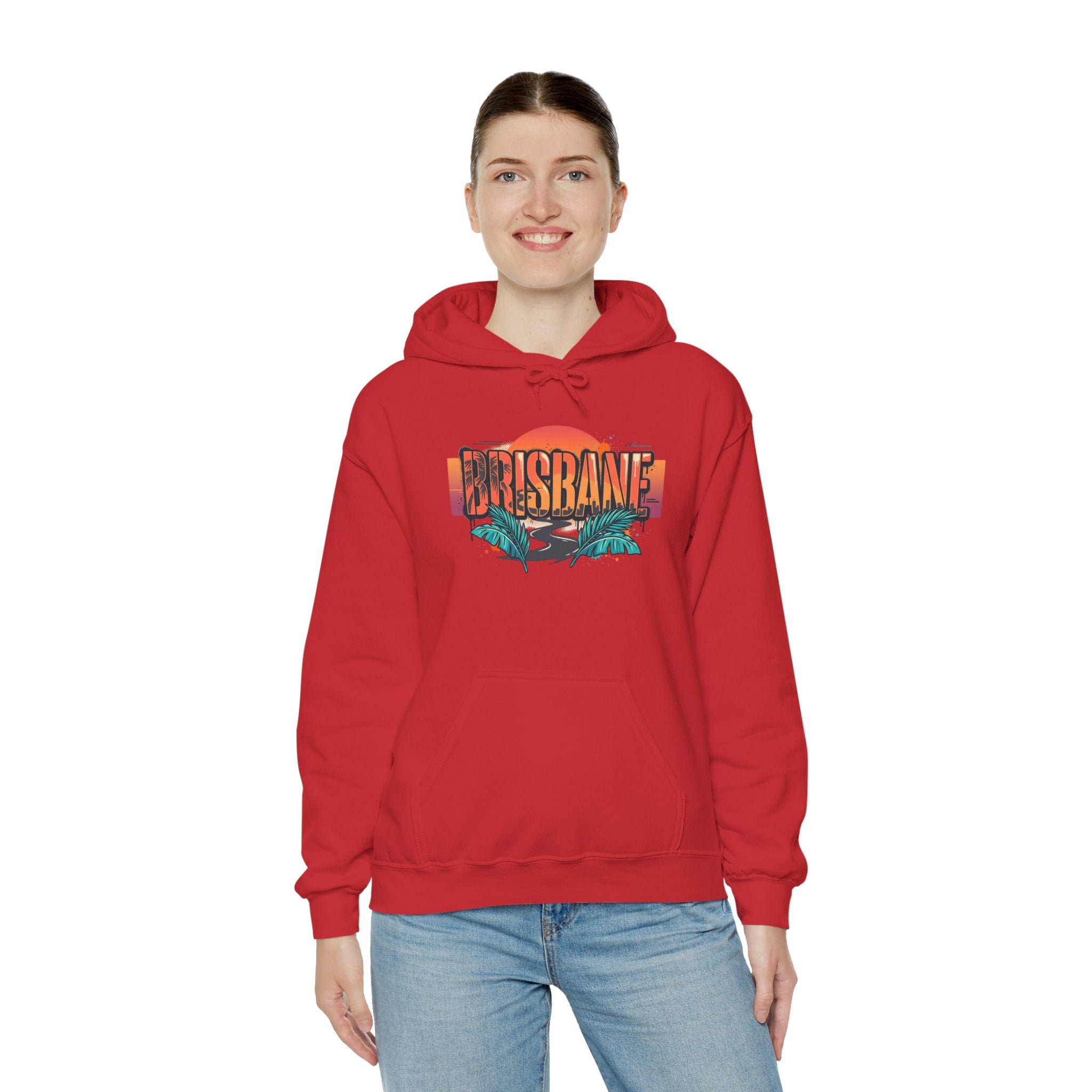 Brisbane Retro Sunset Hoodie – Tropical Palm Beach Graphic