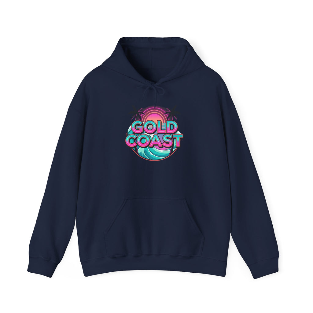 Gold Coast Hoodie — Retro Palm Beach Surf Logo Sweatshirt