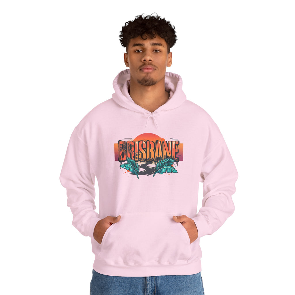 Brisbane Retro Sunset Hoodie – Tropical Palm Beach Graphic