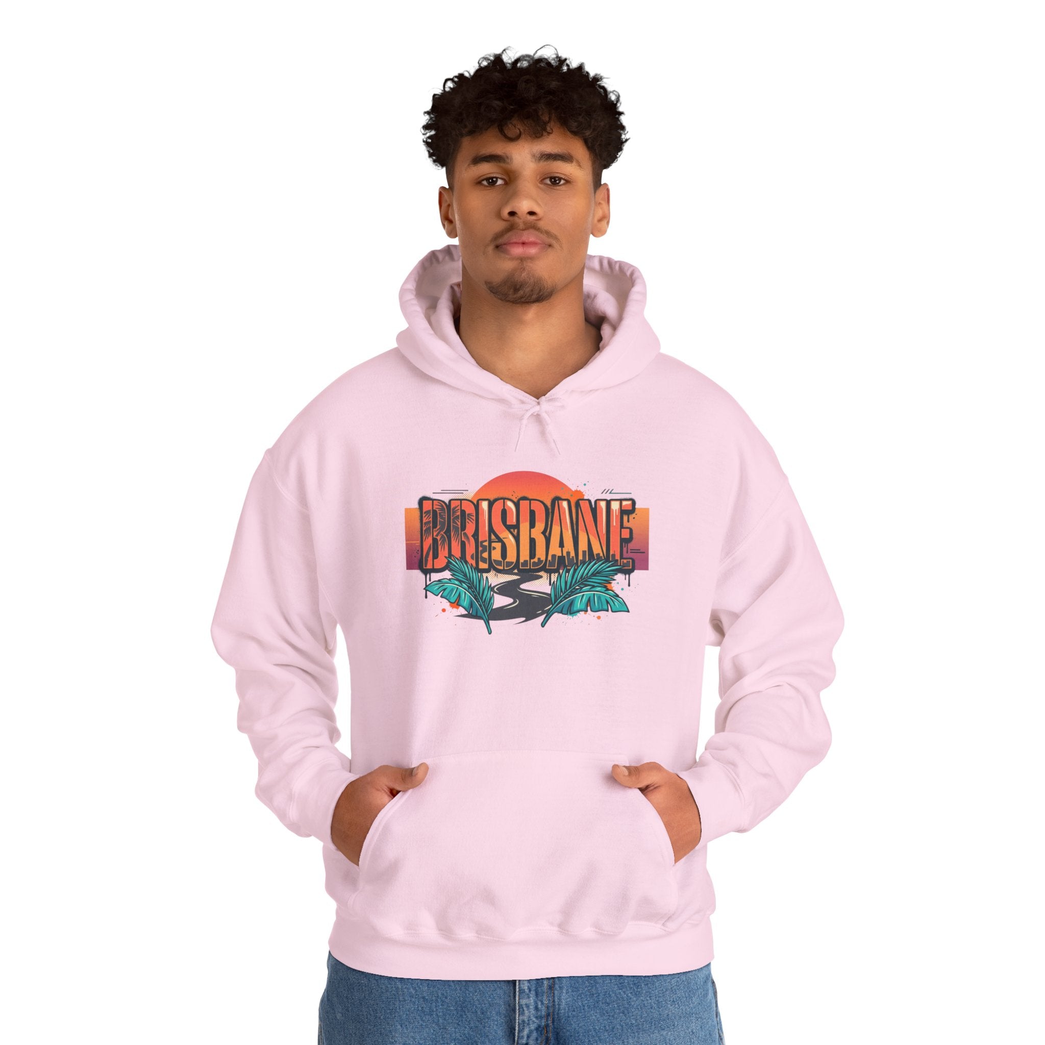Brisbane Retro Sunset Hoodie – Tropical Palm Beach Graphic