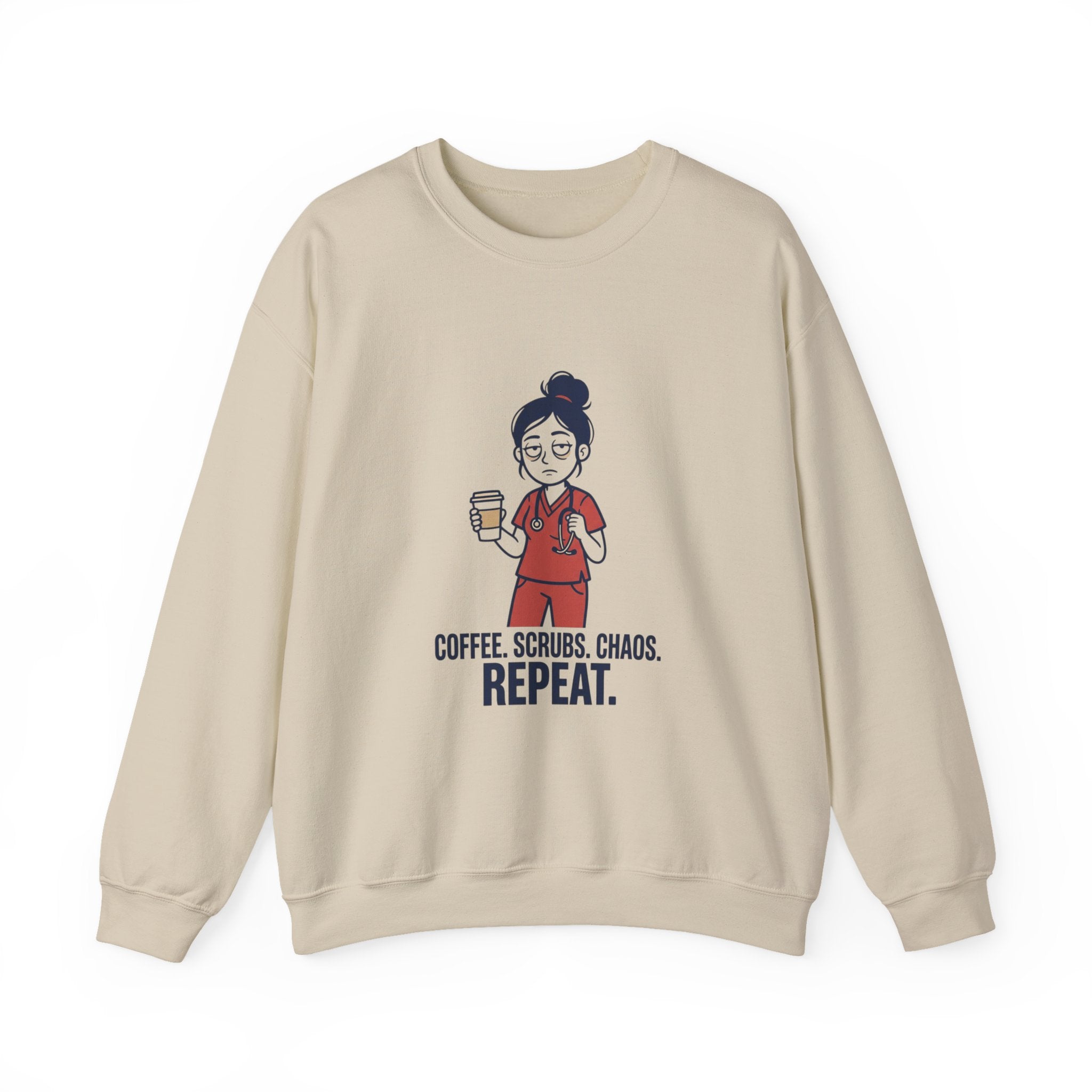 Coffee Scrubs Chaos Repeat Sweatshirt | nurse shirt, RN merch