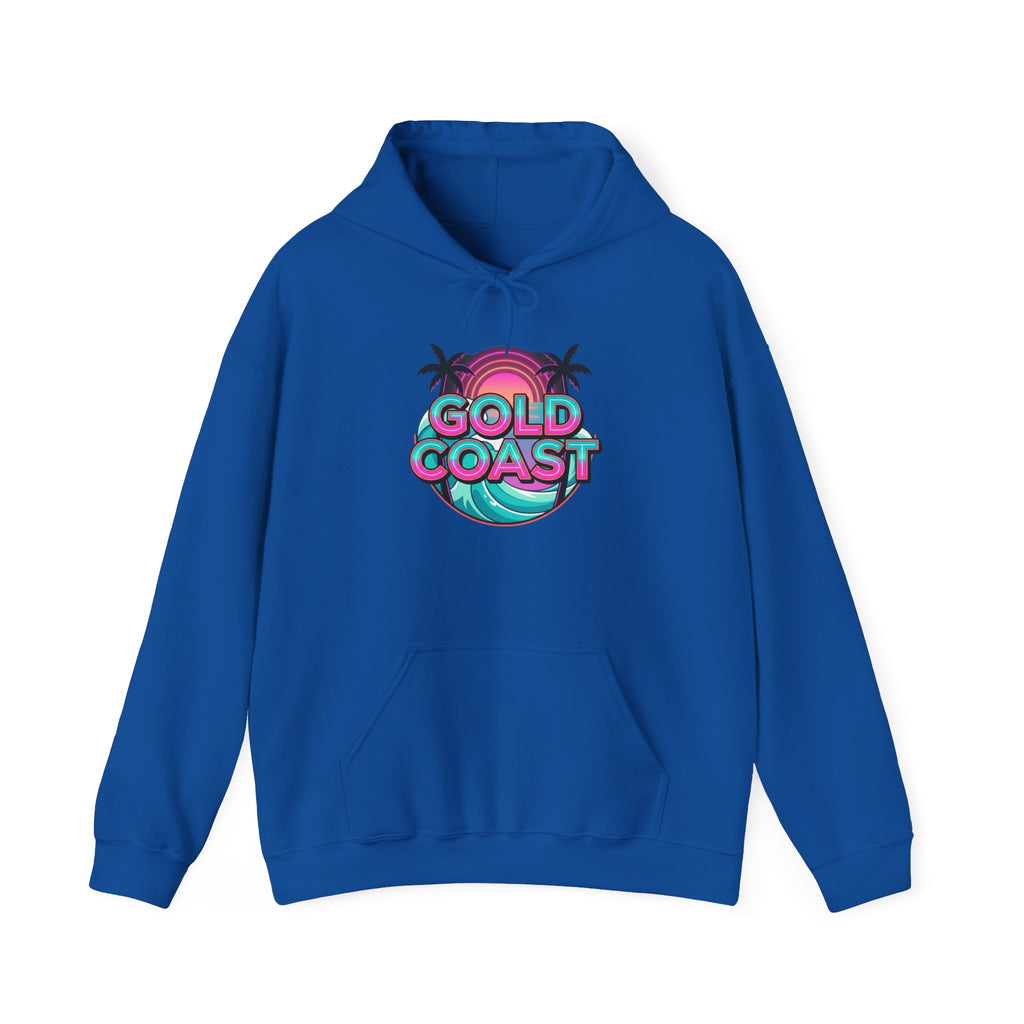 Gold Coast Hoodie — Retro Palm Beach Surf Logo Sweatshirt