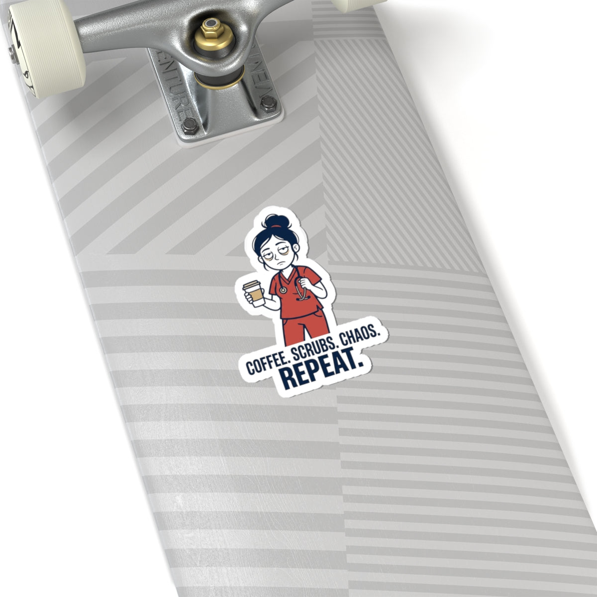 Coffee. Scrubs. Chaos. Repeat. Sticker | Nurse Aesthetic, RN, Stethoscope Minimalist
