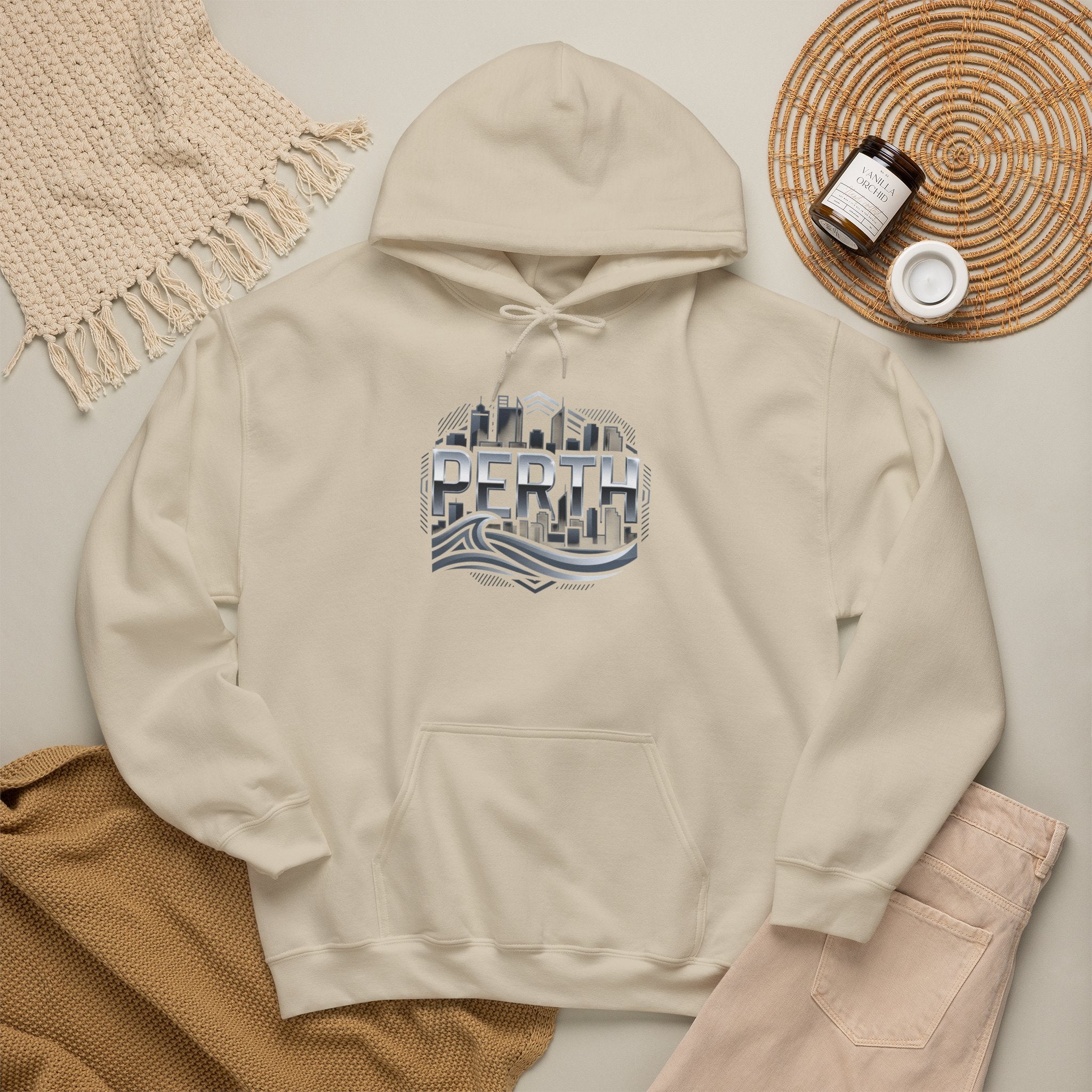 Perth Skyline Hoodie — Retro Coastal Cityscape Sweatshirt