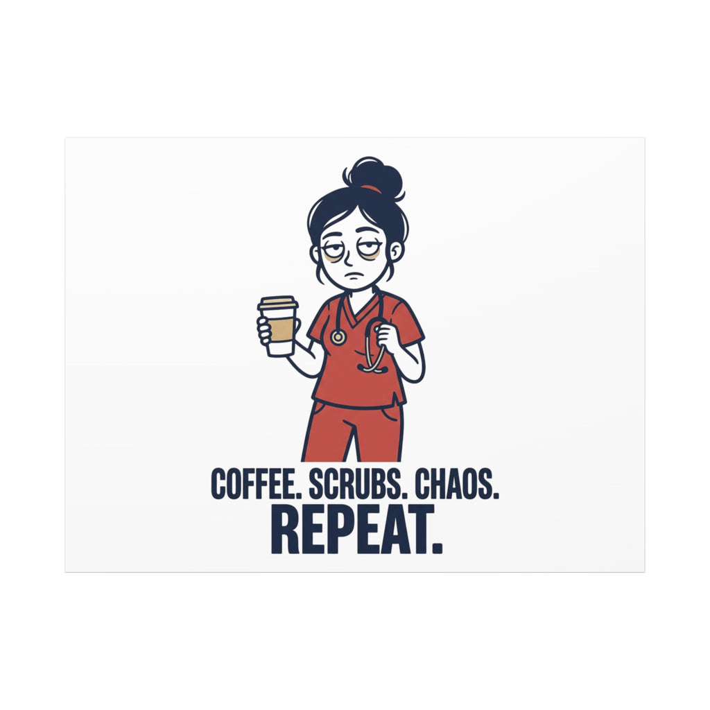 Coffee. Scrubs. Chaos. Repeat. Canvas | Nurse Aesthetic, RN Nurse Wall Art