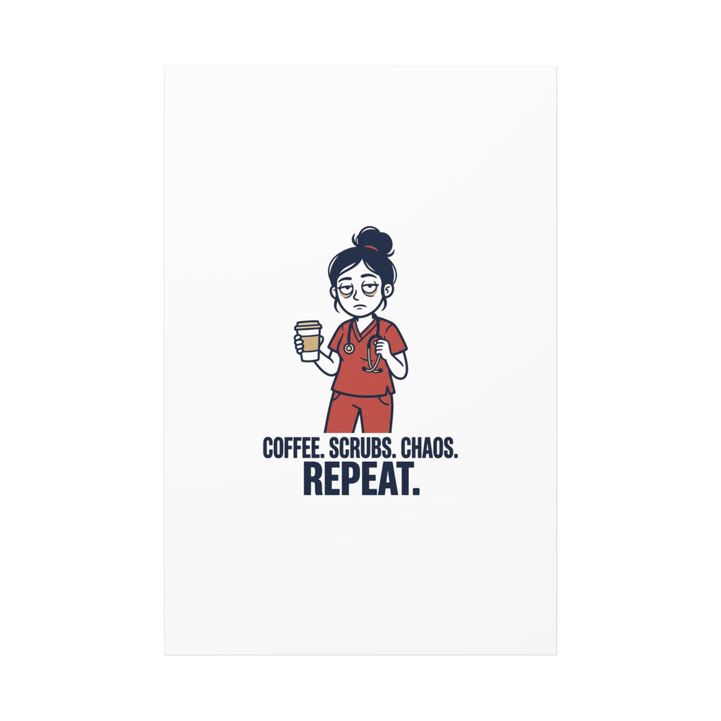 Coffee. Scrubs. Chaos. Repeat. Canvas | Nurse Aesthetic, RN Nurse Wall Art