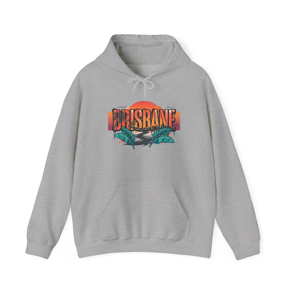 Brisbane Retro Sunset Hoodie – Tropical Palm Beach Graphic