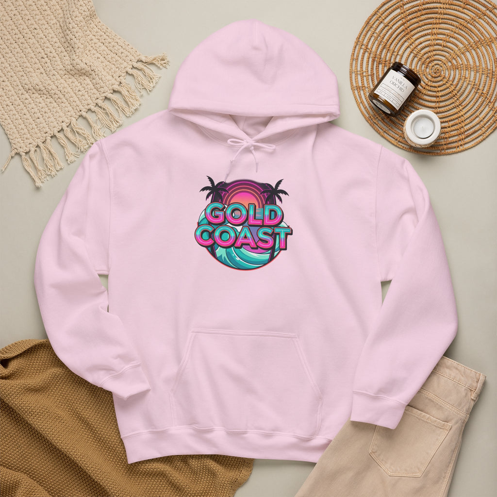 Gold Coast Hoodie — Retro Palm Beach Surf Logo Sweatshirt