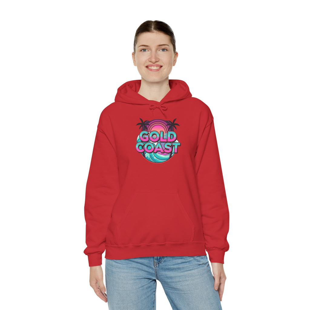 Gold Coast Hoodie — Retro Palm Beach Surf Logo Sweatshirt