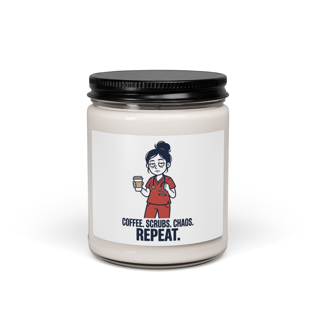 Coffee. Scrubs. Chaos. Repeat. Candle | Nurse Aesthetic, RN Stethoscope Soy Candle