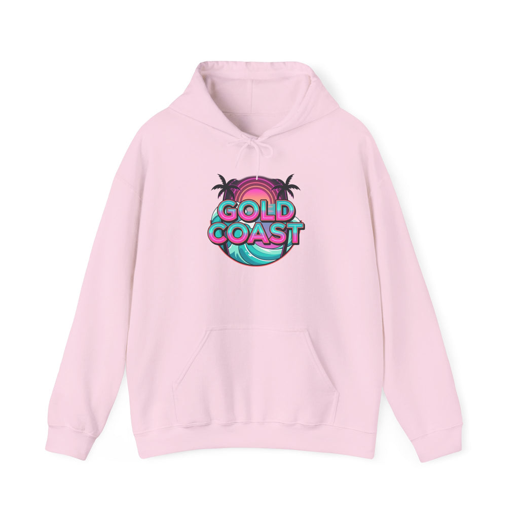 Gold Coast Hoodie — Retro Palm Beach Surf Logo Sweatshirt