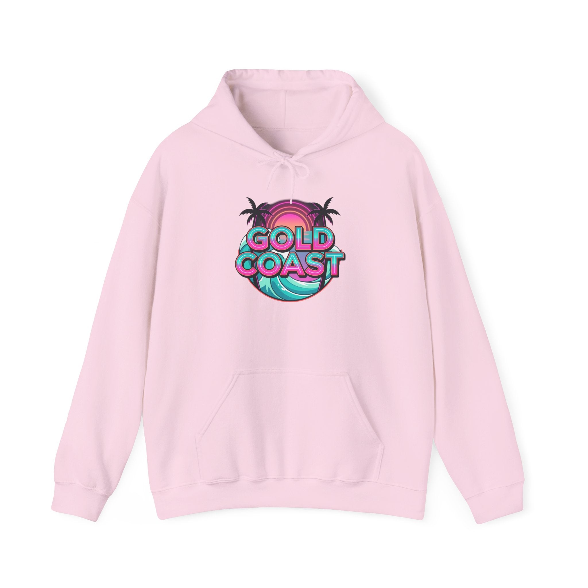 Gold Coast Hoodie — Retro Palm Beach Surf Logo Sweatshirt