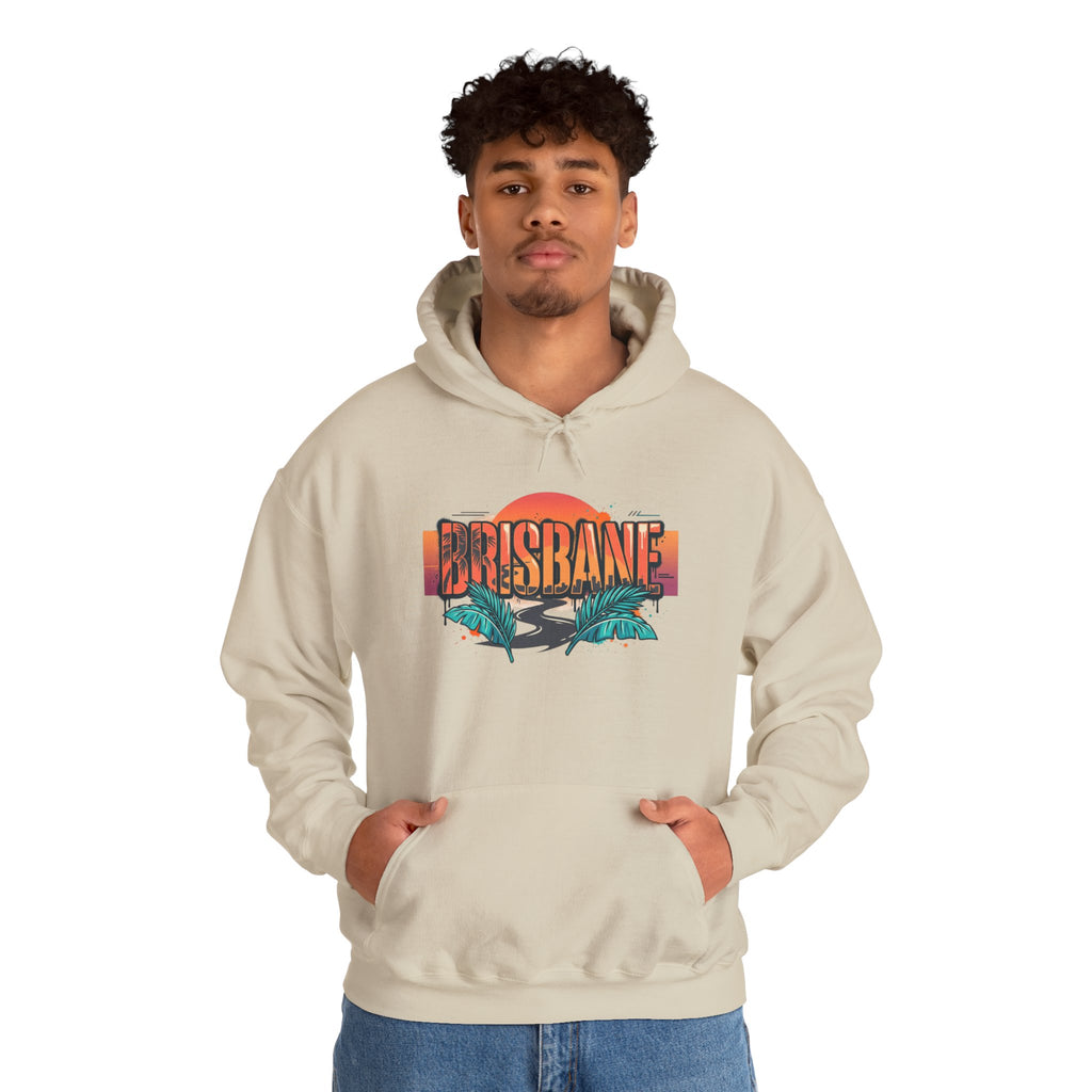 Brisbane Retro Sunset Hoodie – Tropical Palm Beach Graphic