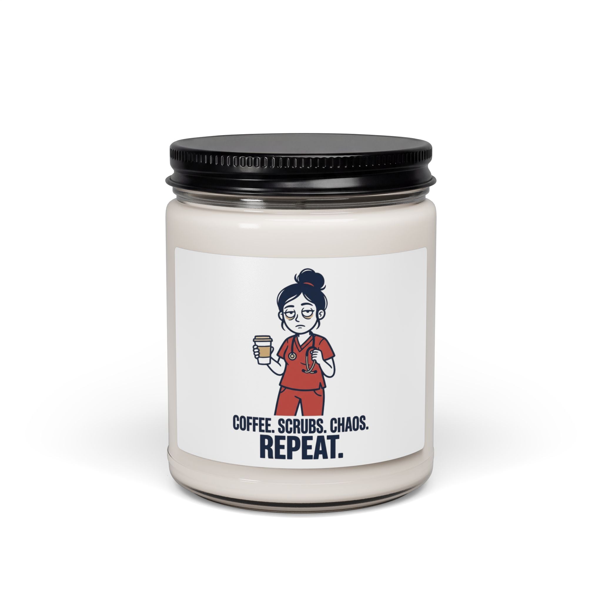 Coffee. Scrubs. Chaos. Repeat. Candle | Nurse Aesthetic, RN Stethoscope Soy Candle