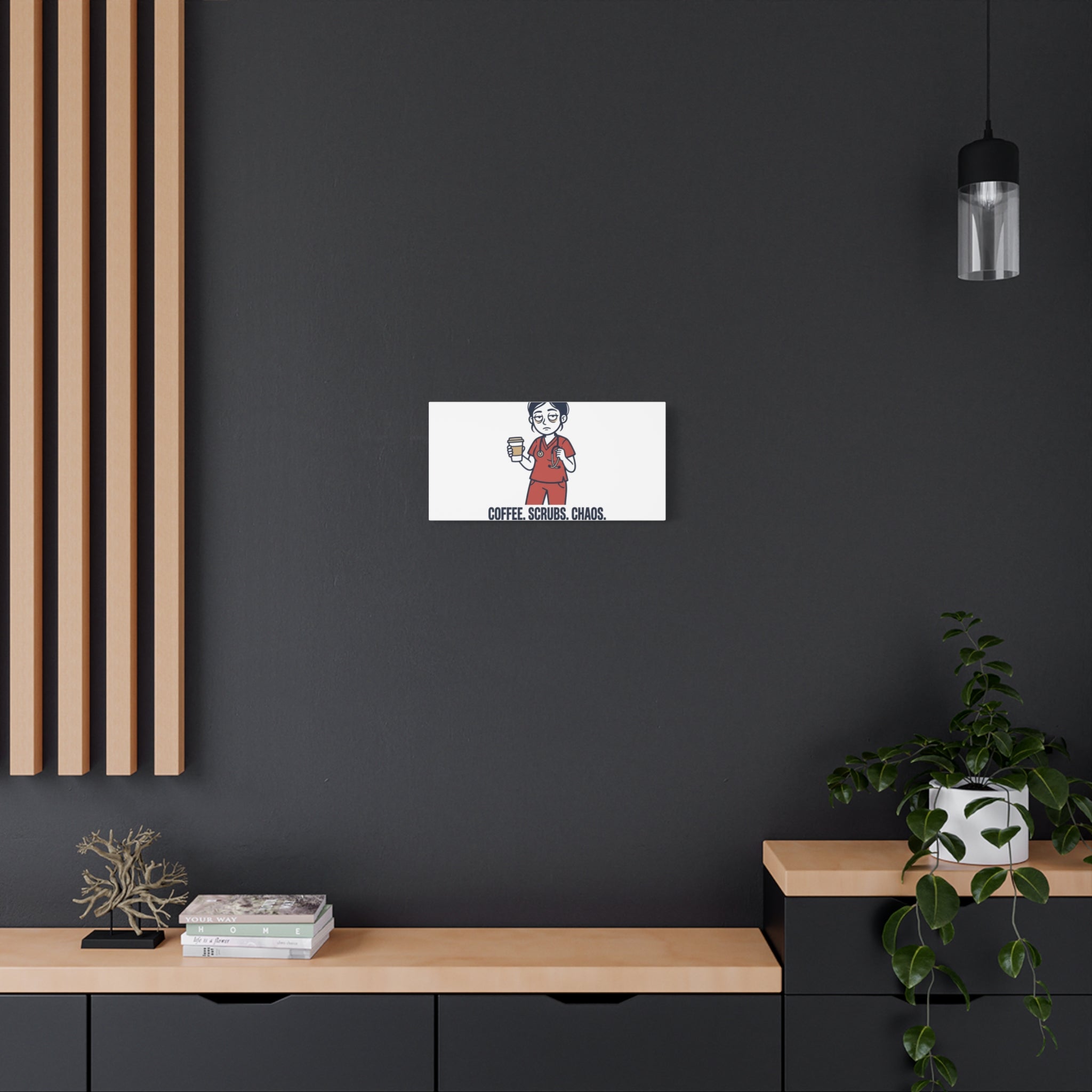 Coffee. Scrubs. Chaos. Repeat. Canvas | Nurse Aesthetic, RN Nurse Wall Art