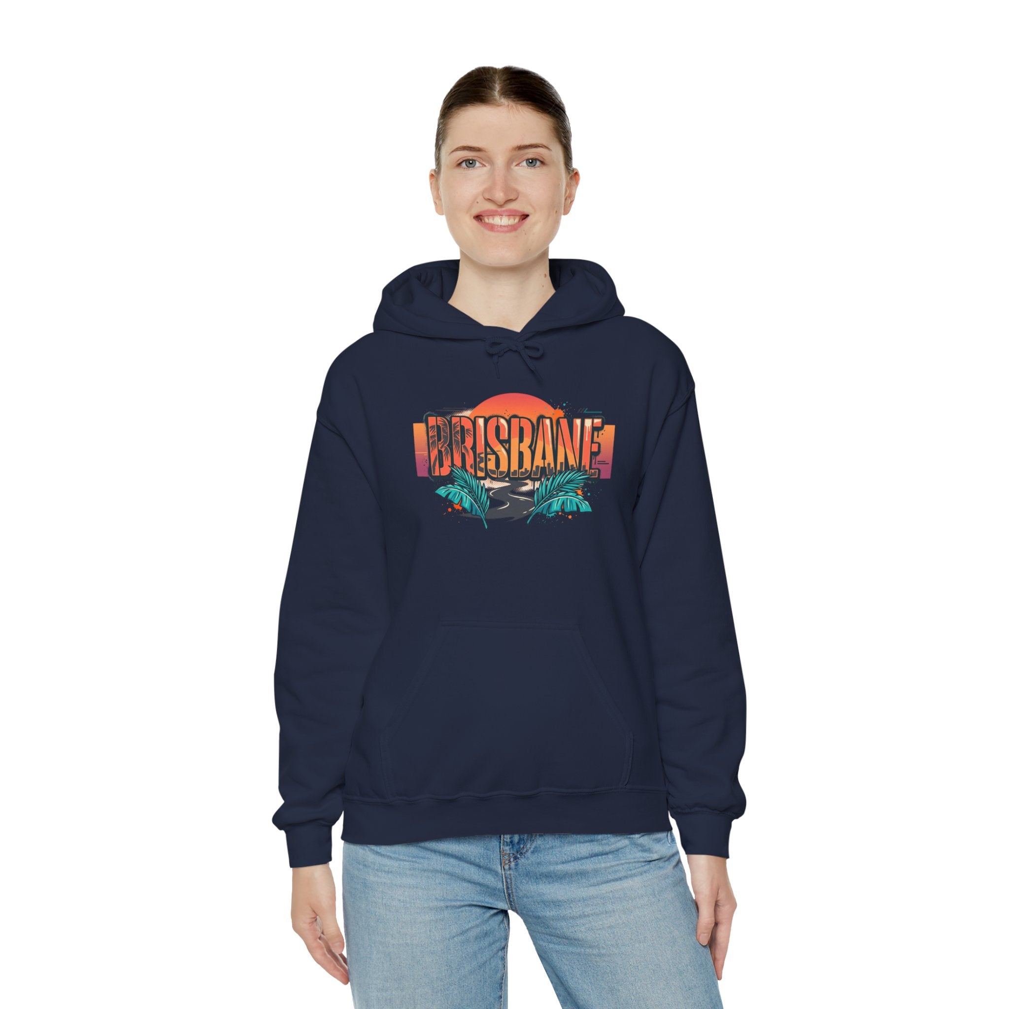 Brisbane Retro Sunset Hoodie – Tropical Palm Beach Graphic