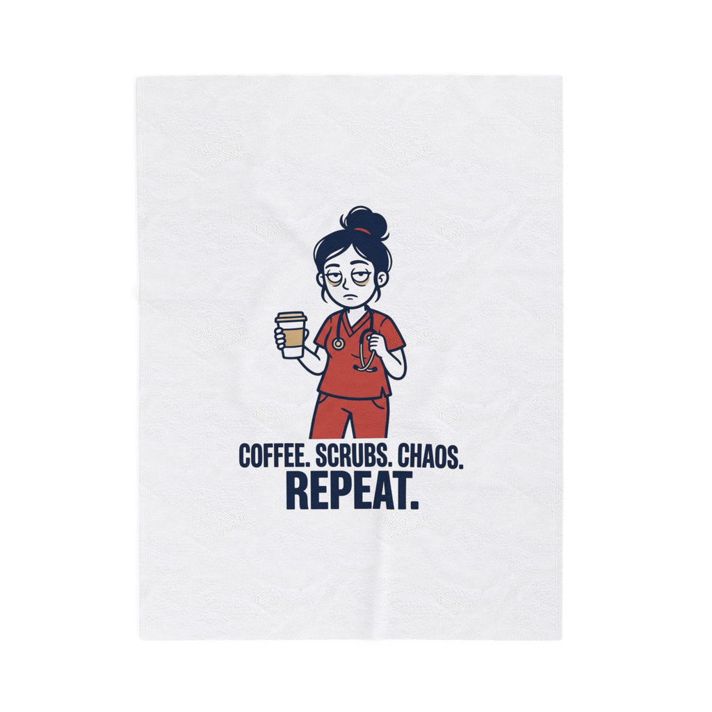 Coffee. Scrubs. Chaos. Repeat. Plush Blanket | Nurse Aesthetic, Stethoscope Minimalist
