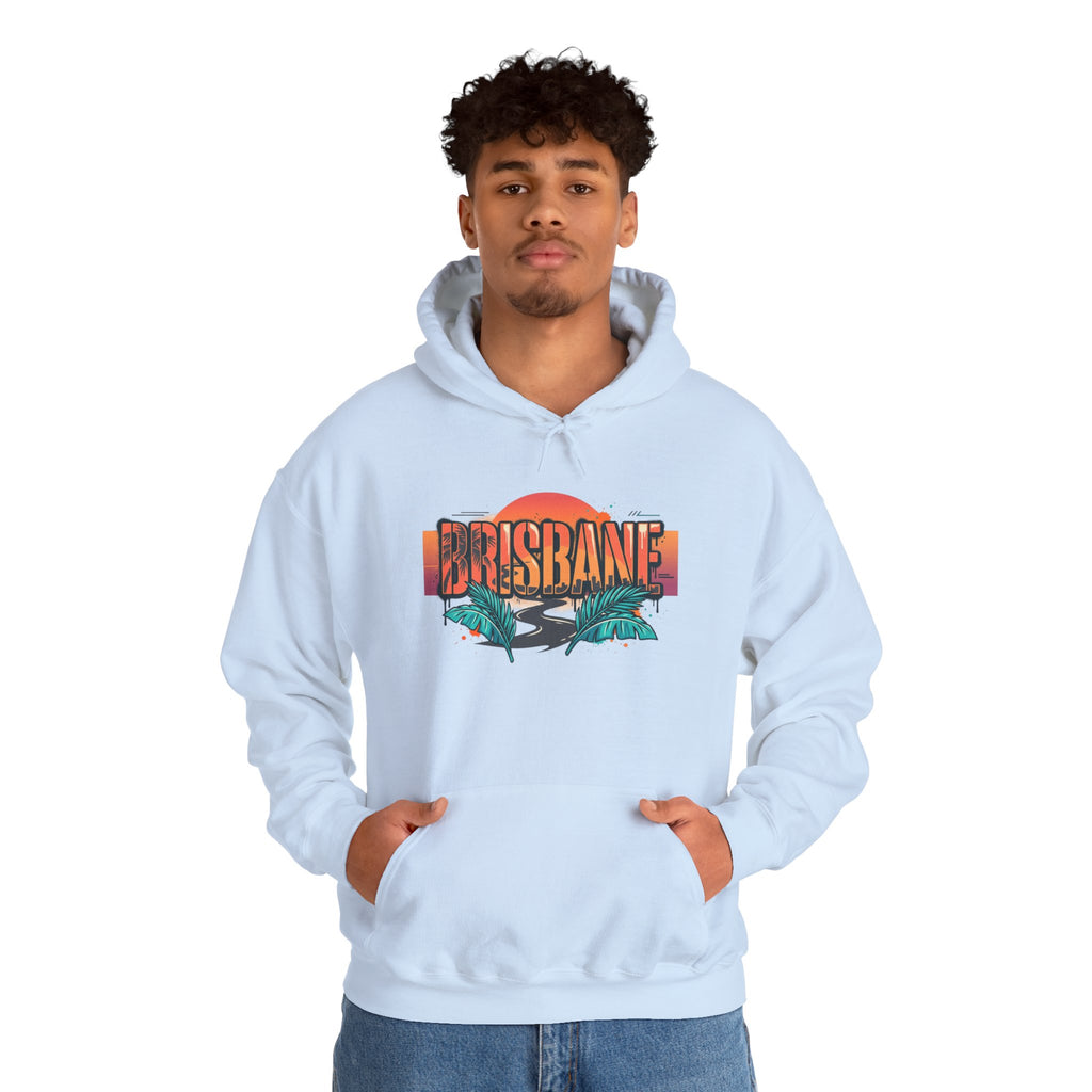 Brisbane Retro Sunset Hoodie – Tropical Palm Beach Graphic