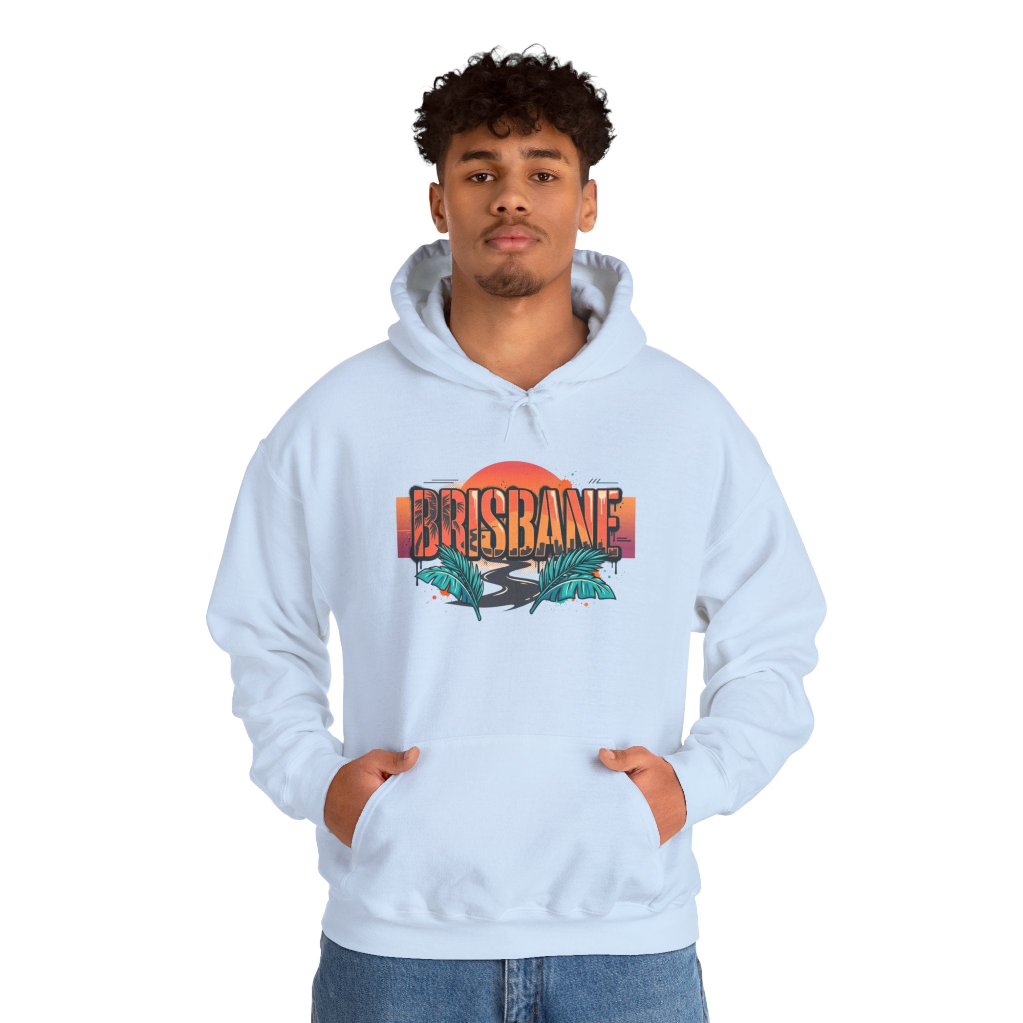 Brisbane Retro Sunset Hoodie – Tropical Palm Beach Graphic