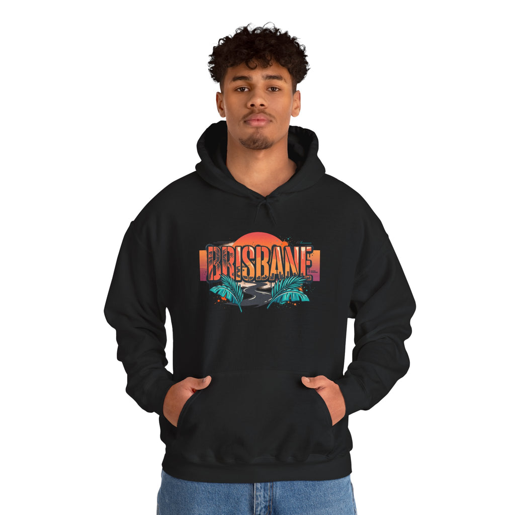 Brisbane Retro Sunset Hoodie – Tropical Palm Beach Graphic