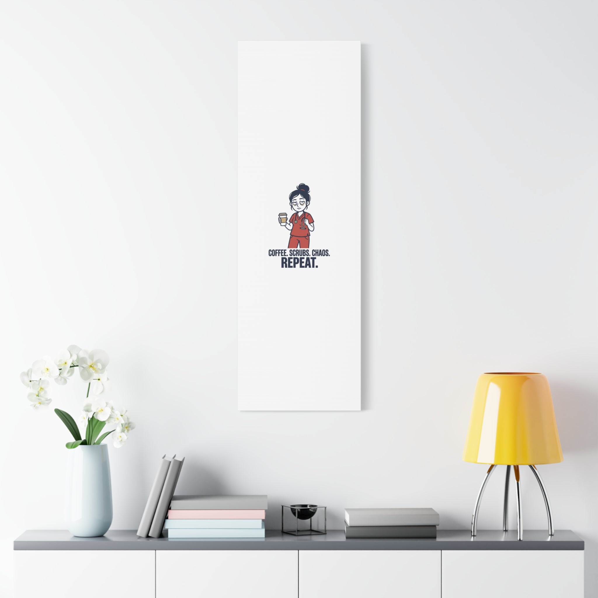 Coffee. Scrubs. Chaos. Repeat. Canvas | Nurse Aesthetic, RN Nurse Wall Art