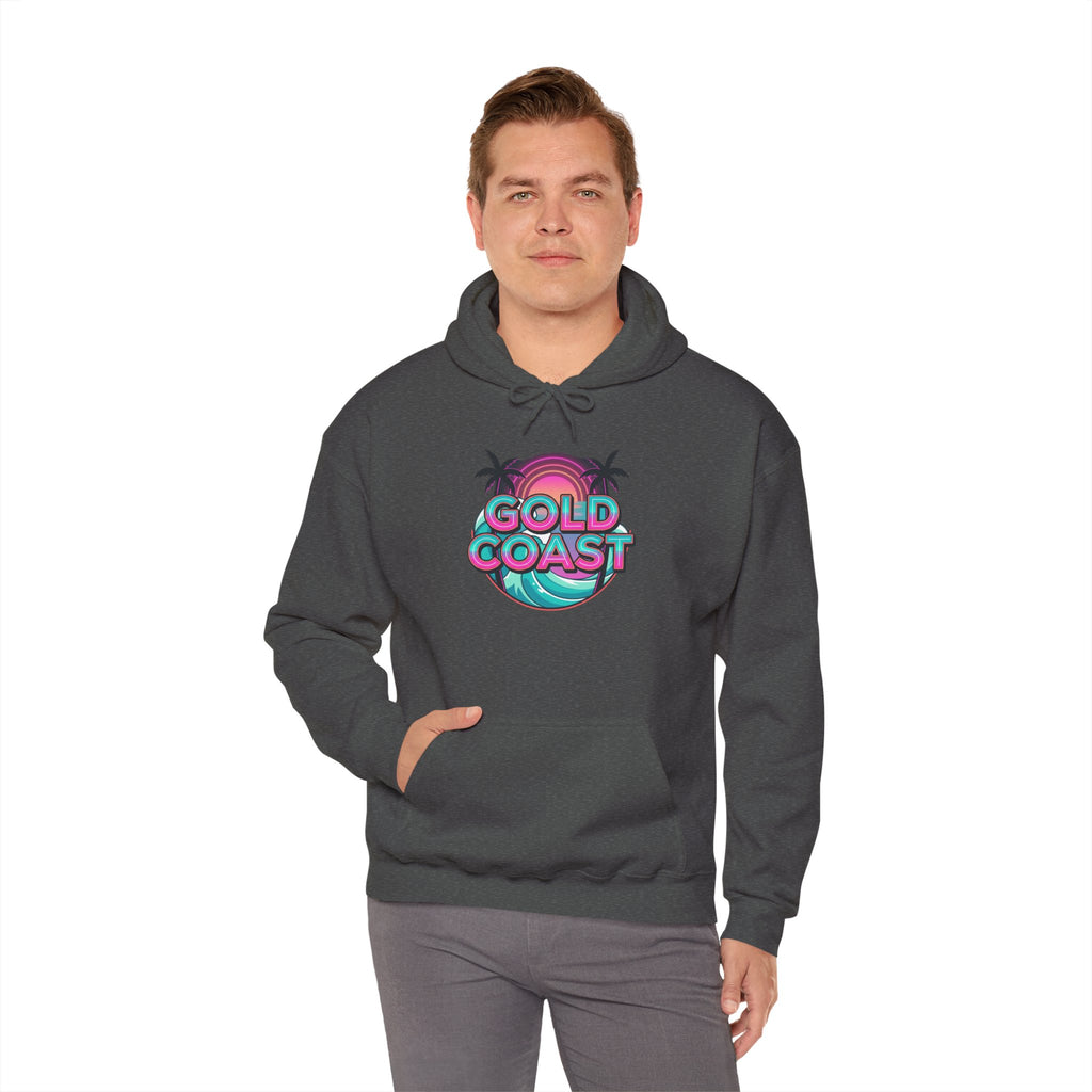 Gold Coast Hoodie — Retro Palm Beach Surf Logo Sweatshirt