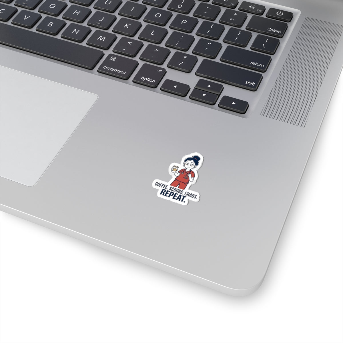 Coffee. Scrubs. Chaos. Repeat. Sticker | Nurse Aesthetic, RN, Stethoscope Minimalist