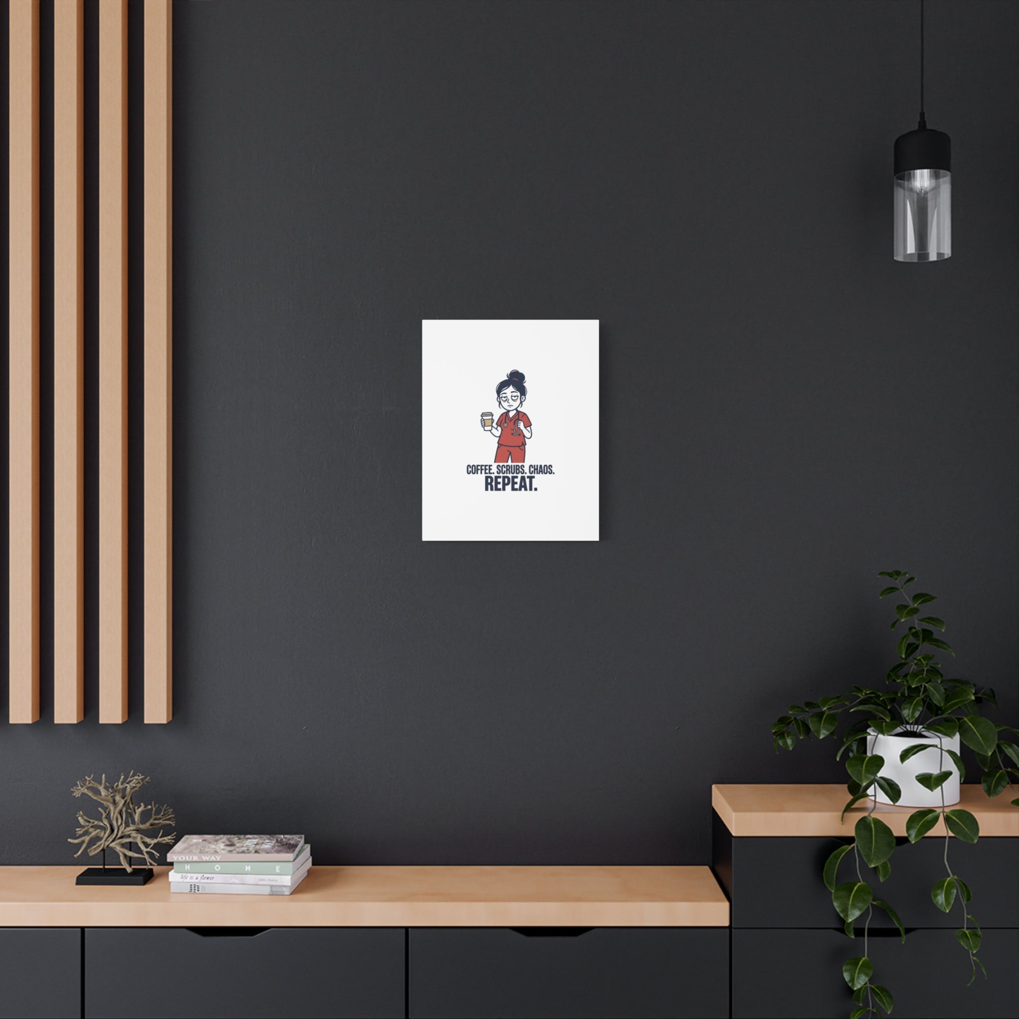 Coffee. Scrubs. Chaos. Repeat. Canvas | Nurse Aesthetic, RN Nurse Wall Art