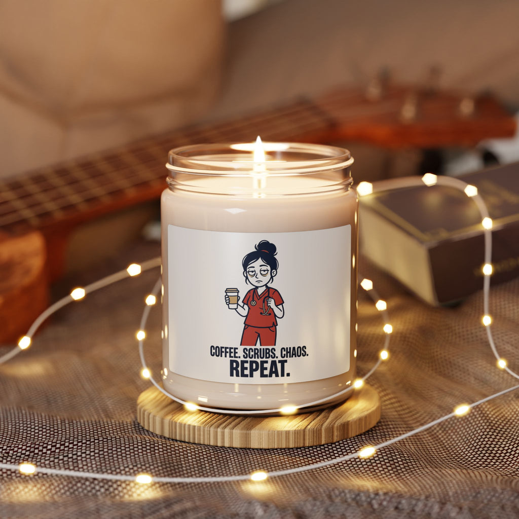 Coffee. Scrubs. Chaos. Repeat. Candle | Nurse Aesthetic, RN Stethoscope Soy Candle