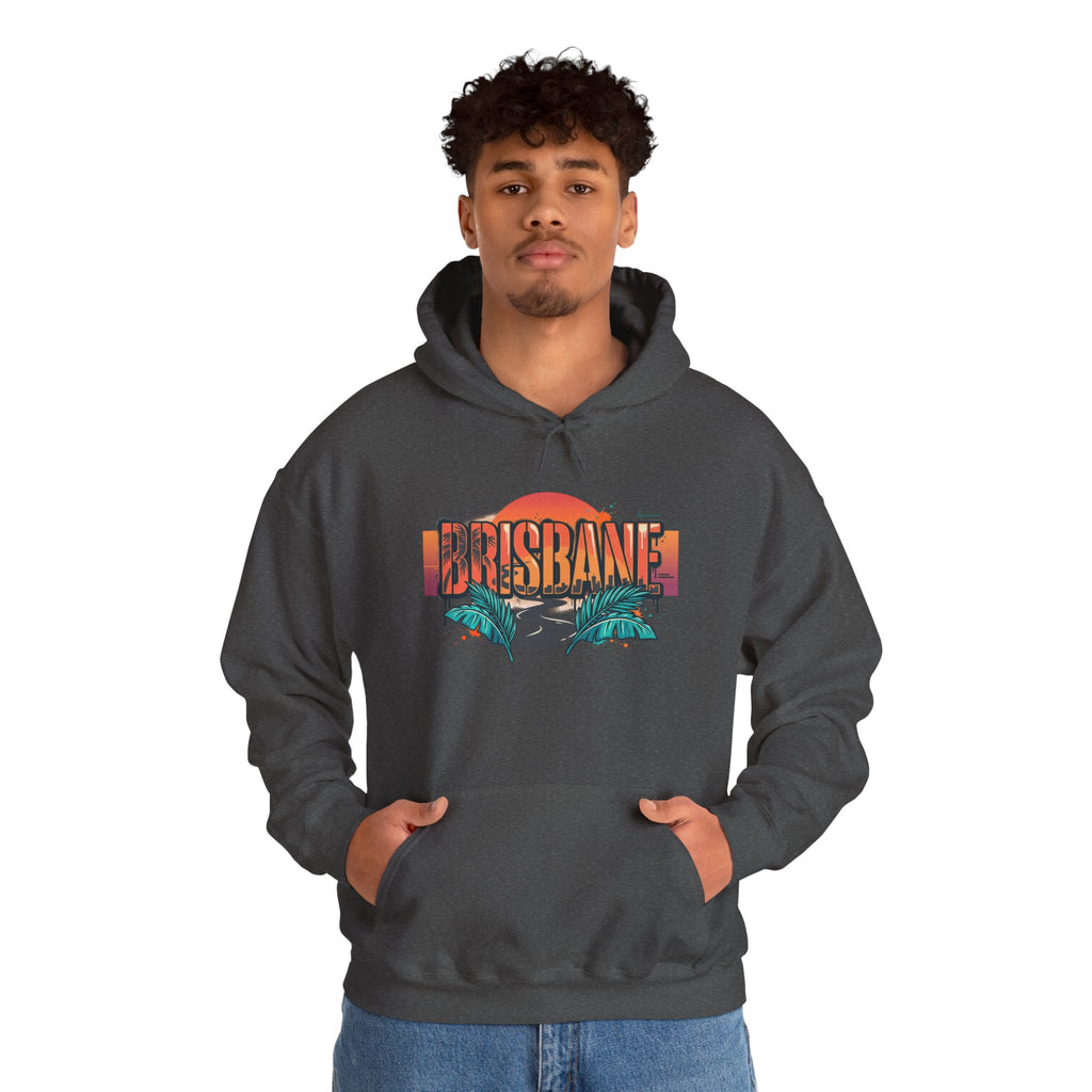 Brisbane Retro Sunset Hoodie – Tropical Palm Beach Graphic