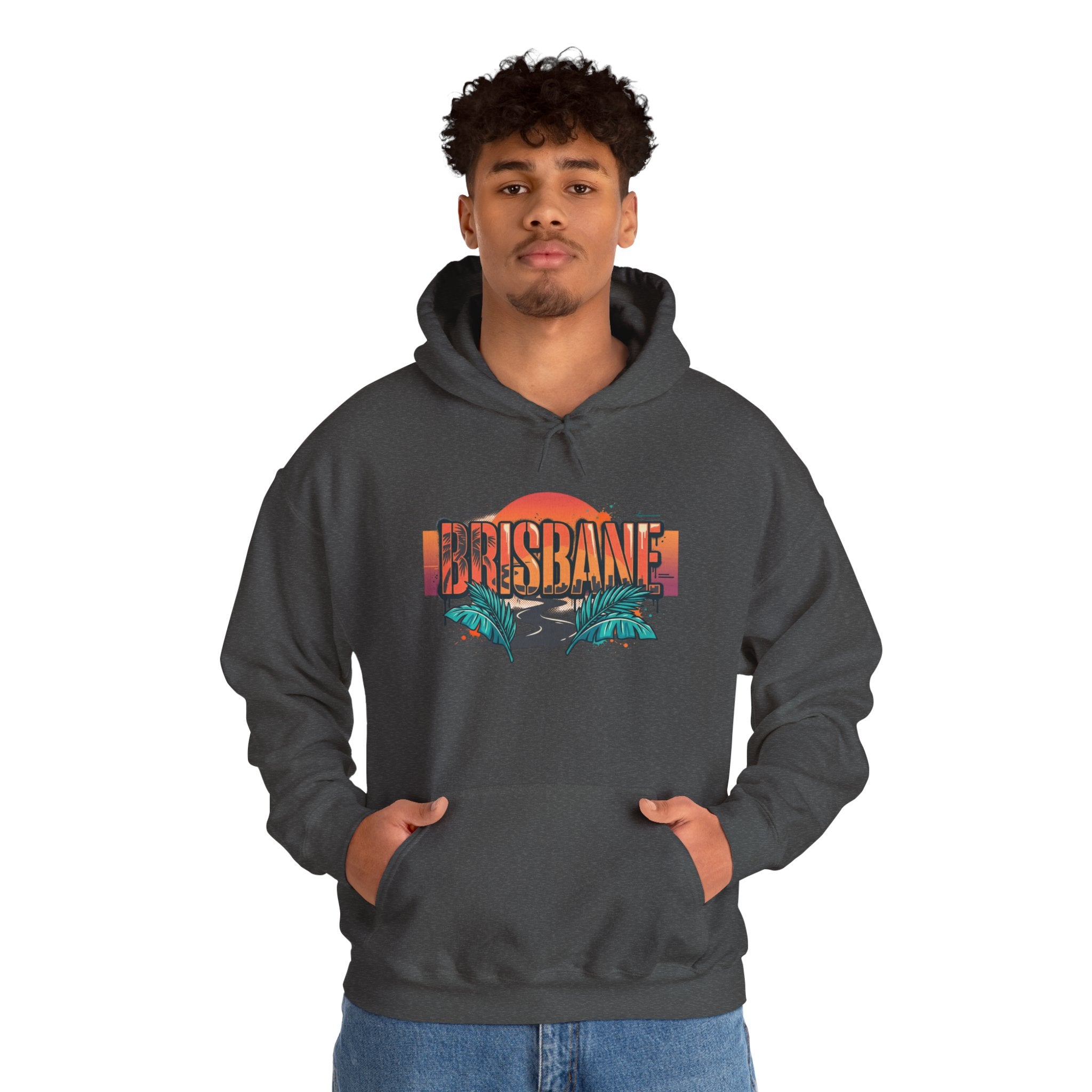 Brisbane Retro Sunset Hoodie – Tropical Palm Beach Graphic
