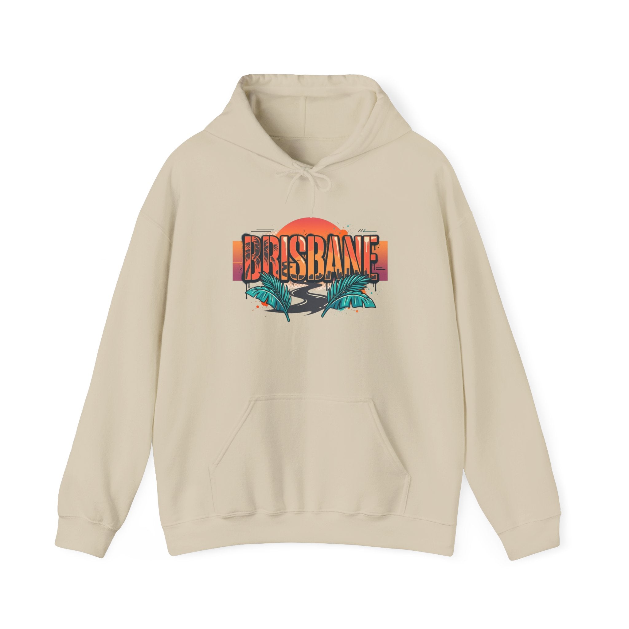 Brisbane Retro Sunset Hoodie – Tropical Palm Beach Graphic