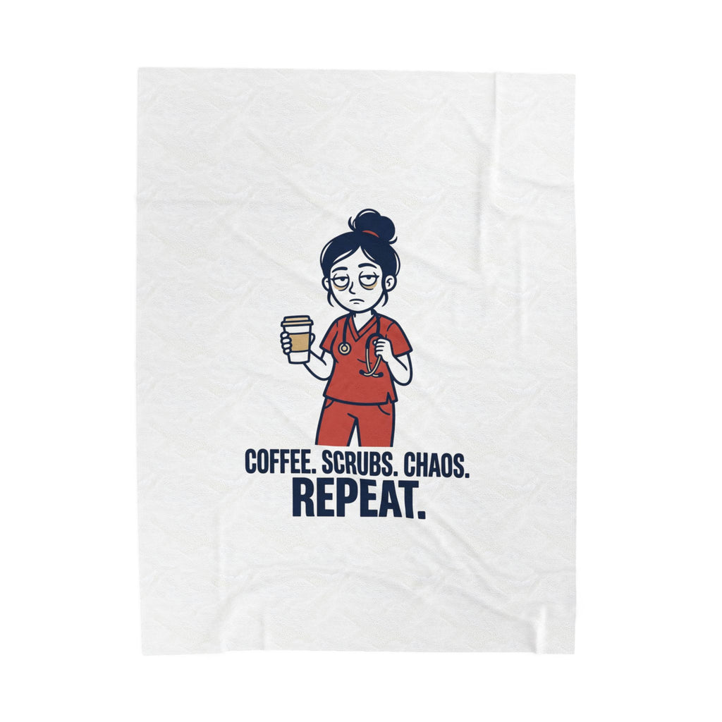 Coffee. Scrubs. Chaos. Repeat. Plush Blanket | Nurse Aesthetic, Stethoscope Minimalist