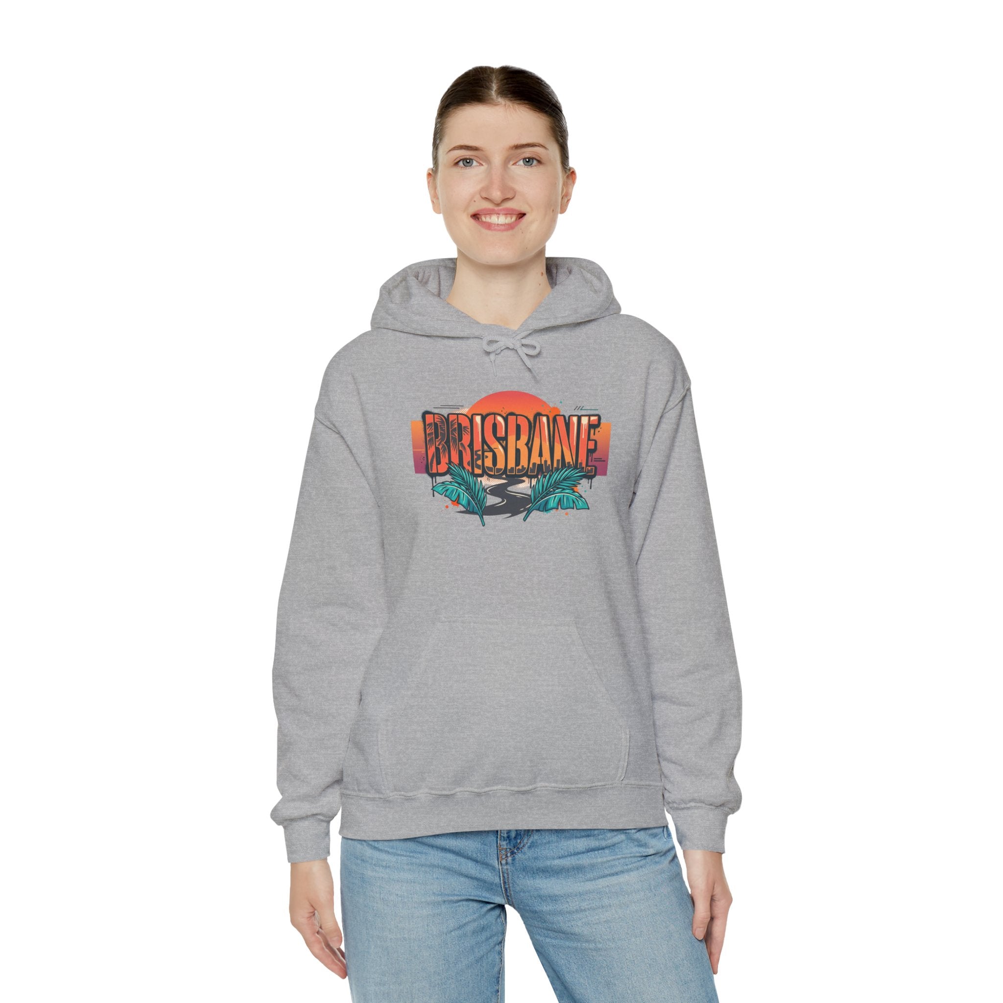Brisbane Retro Sunset Hoodie – Tropical Palm Beach Graphic
