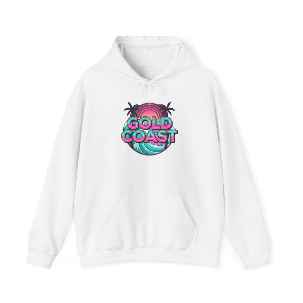 Gold Coast Hoodie — Retro Palm Beach Surf Logo Sweatshirt