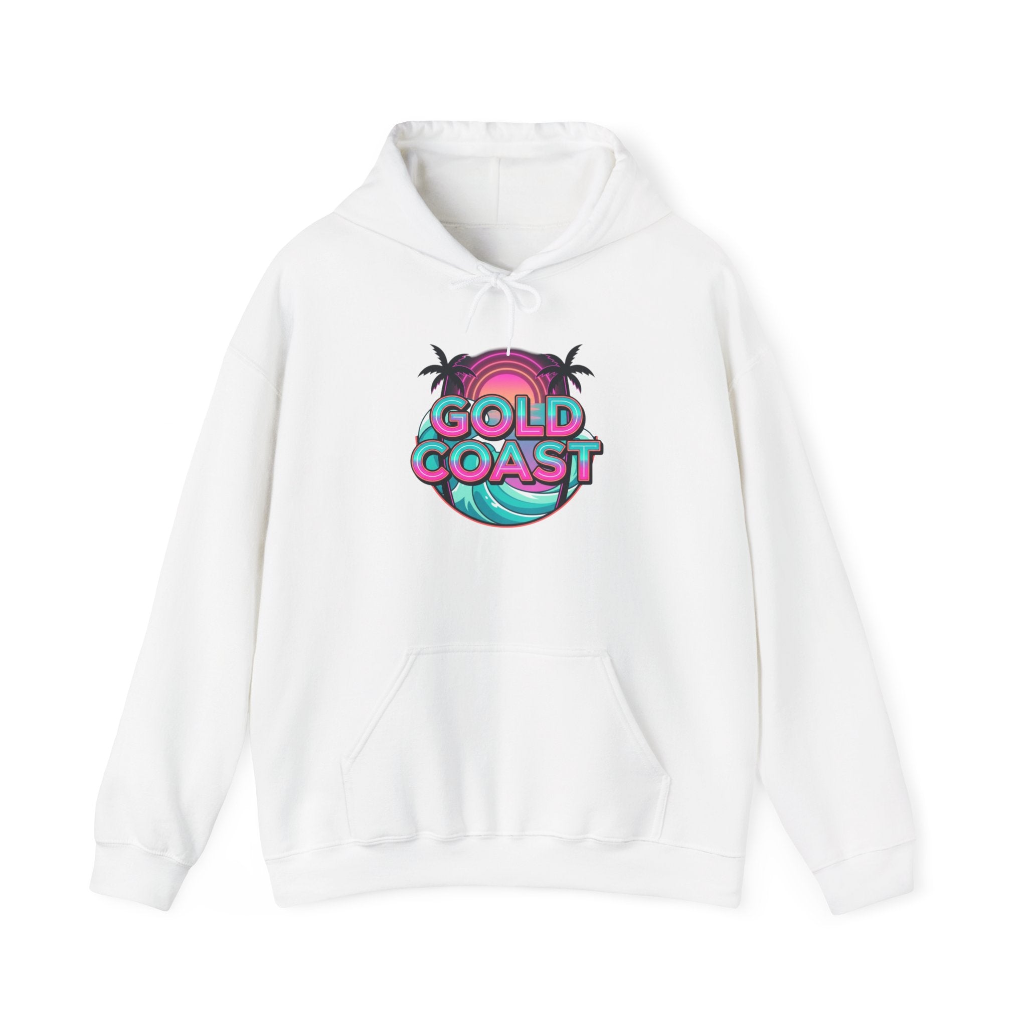 Gold Coast Hoodie — Retro Palm Beach Surf Logo Sweatshirt