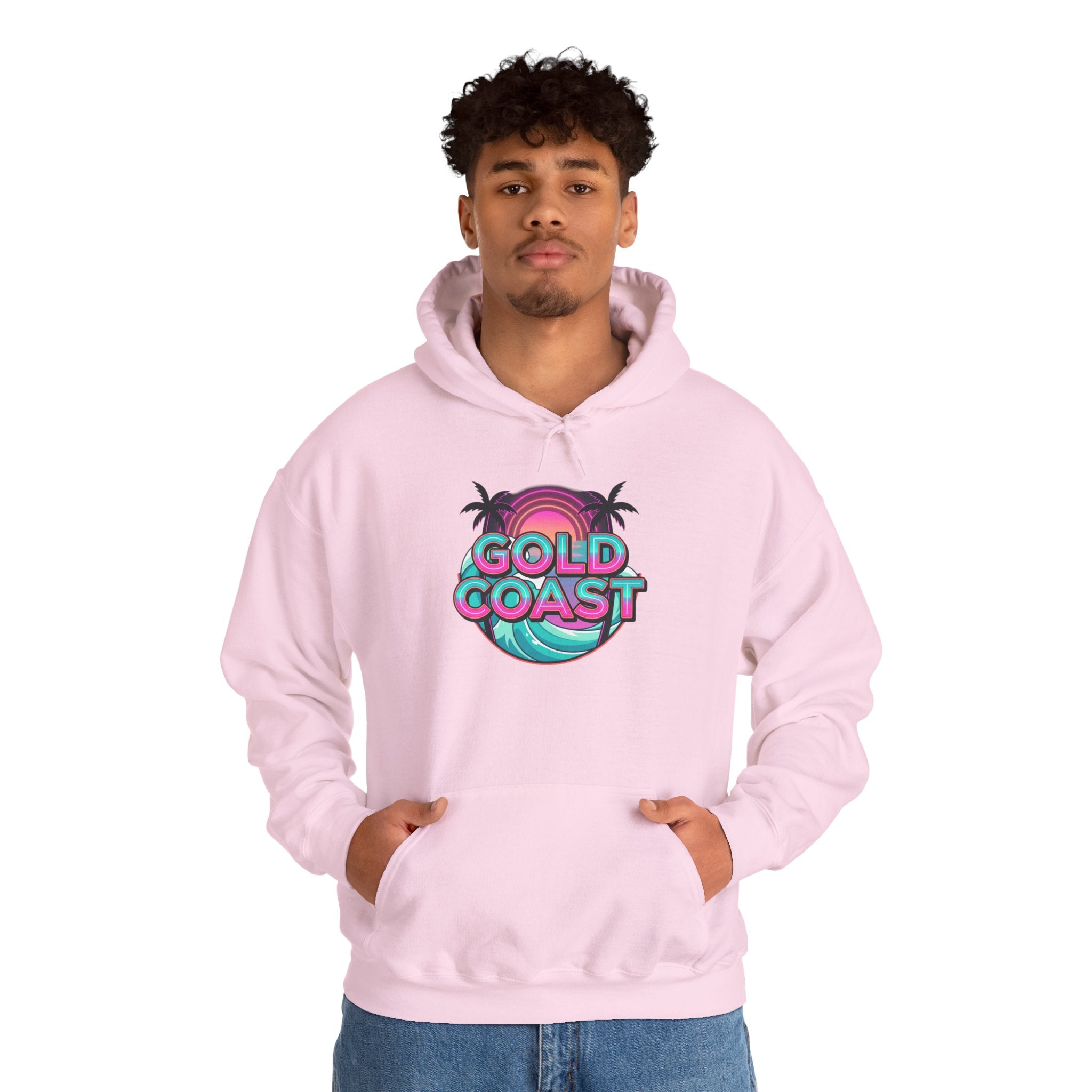 Gold Coast Hoodie — Retro Palm Beach Surf Logo Sweatshirt