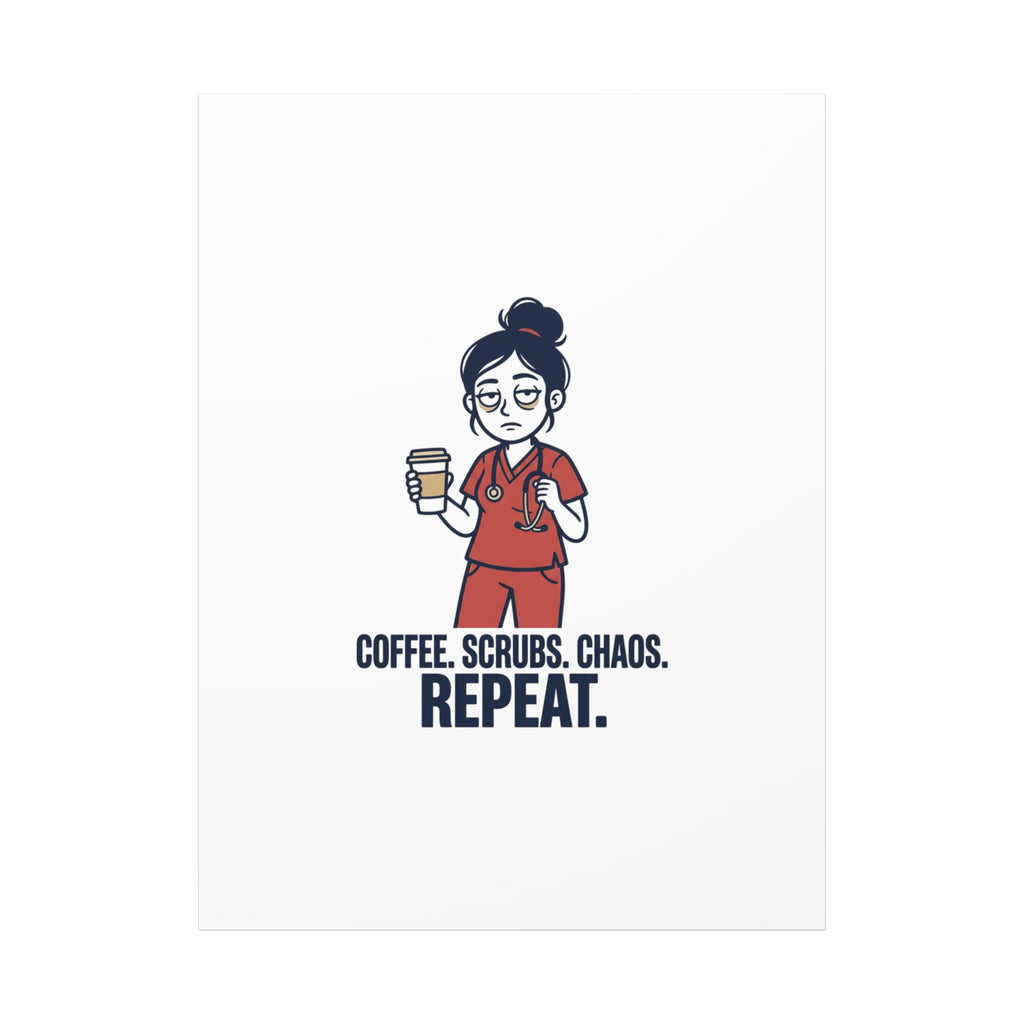 Coffee. Scrubs. Chaos. Repeat. Canvas | Nurse Aesthetic, RN Nurse Wall Art