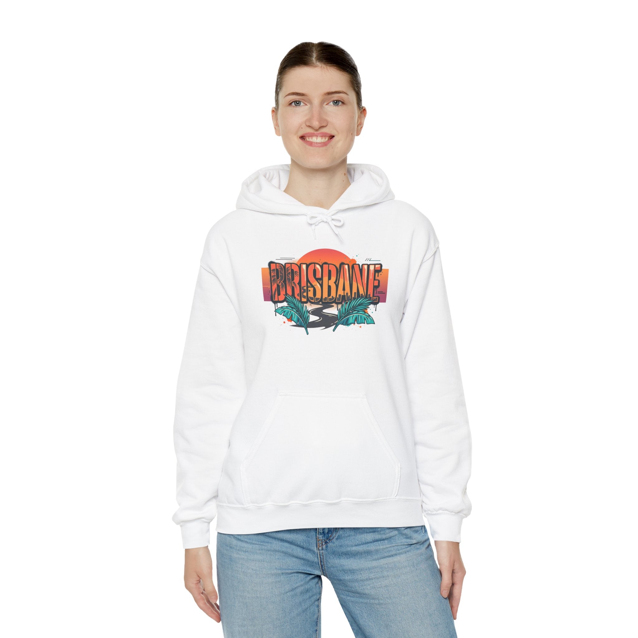 Brisbane Retro Sunset Hoodie – Tropical Palm Beach Graphic