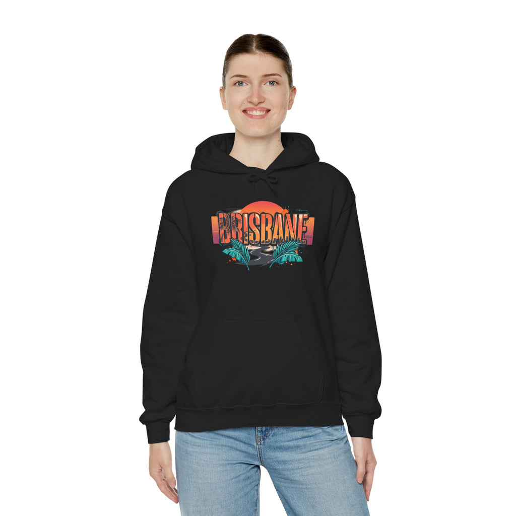 Brisbane Retro Sunset Hoodie – Tropical Palm Beach Graphic