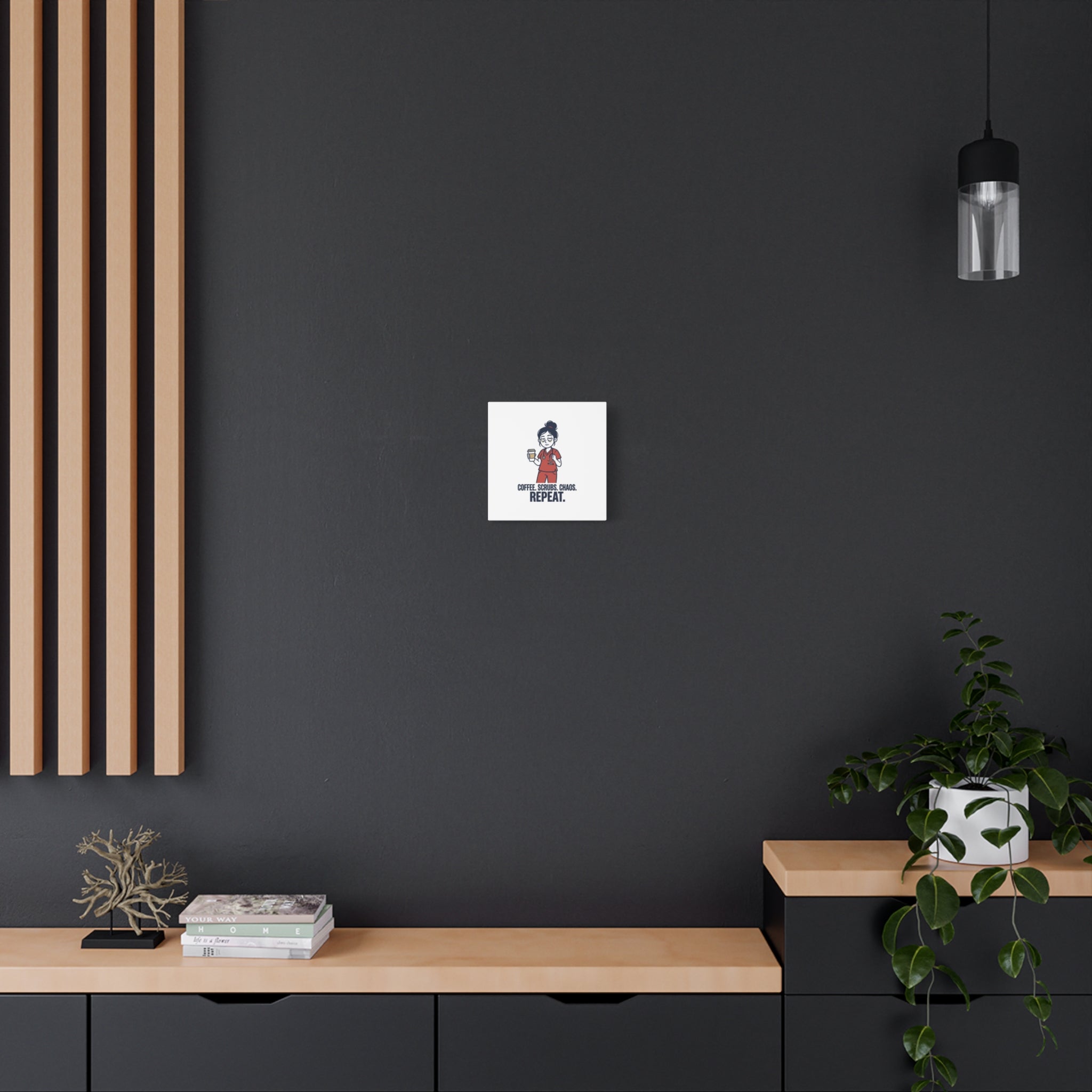 Coffee. Scrubs. Chaos. Repeat. Canvas | Nurse Aesthetic, RN Nurse Wall Art