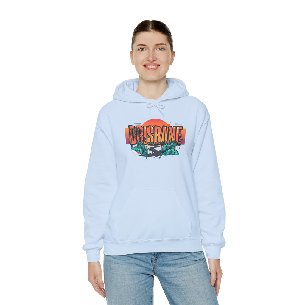 Brisbane Retro Sunset Hoodie – Tropical Palm Beach Graphic