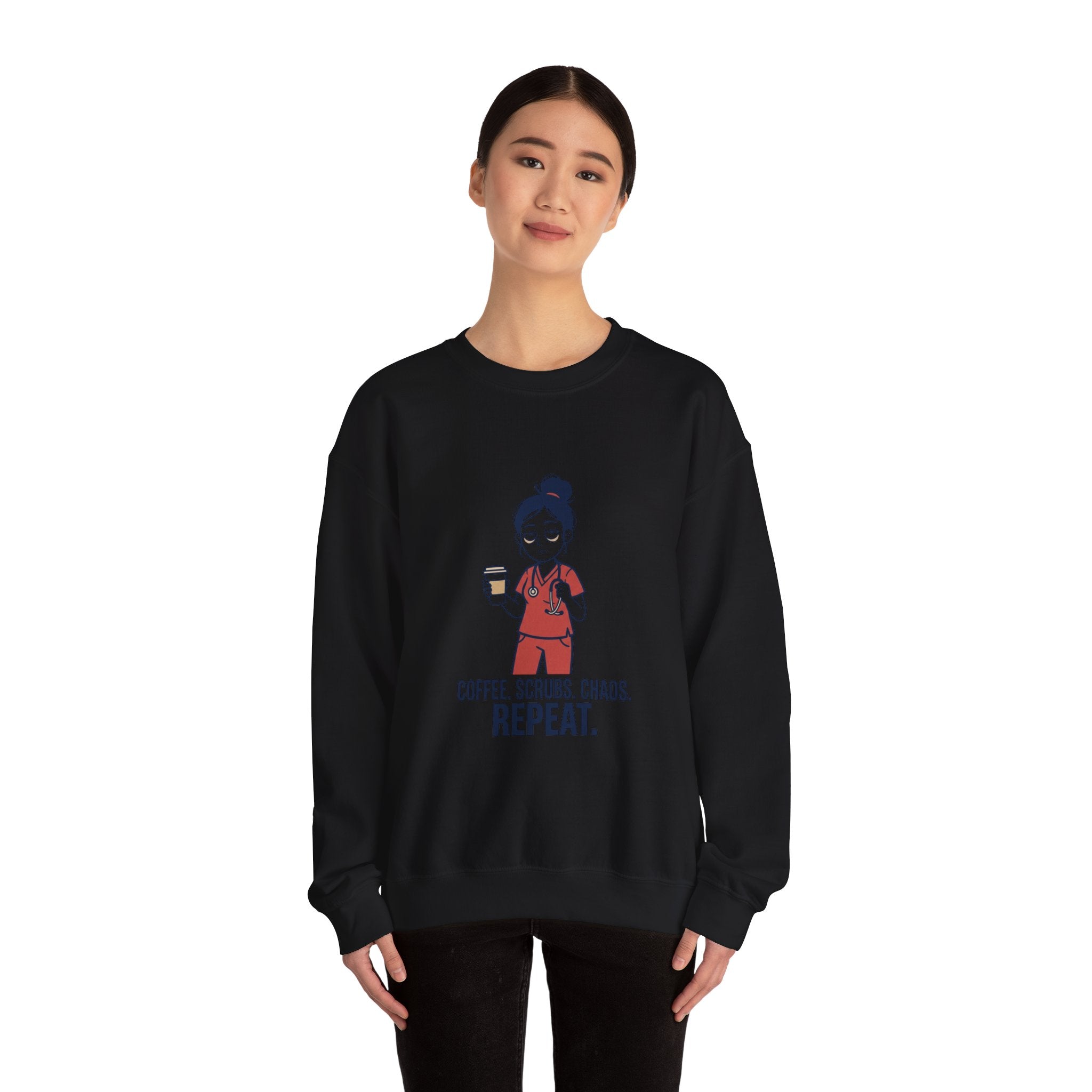 Coffee Scrubs Chaos Repeat Sweatshirt | nurse shirt, RN merch