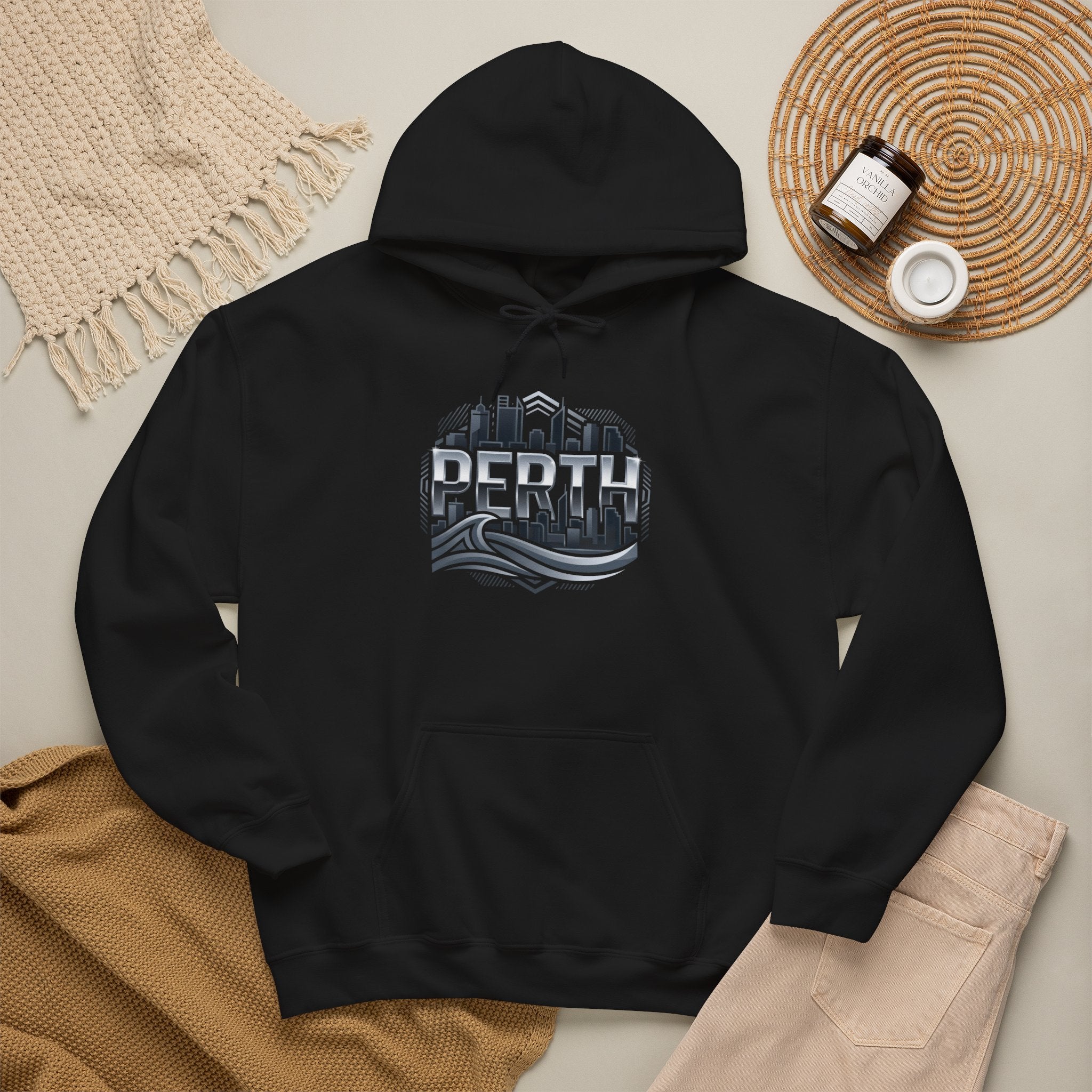 Perth Skyline Hoodie — Retro Coastal Cityscape Sweatshirt
