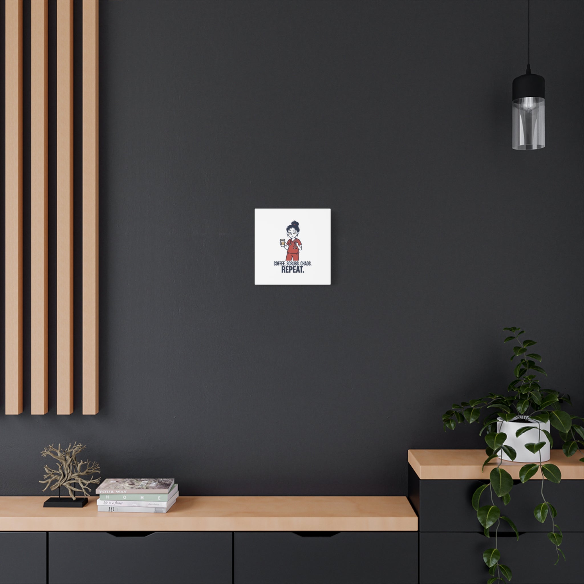 Coffee. Scrubs. Chaos. Repeat. Canvas | Nurse Aesthetic, RN Nurse Wall Art