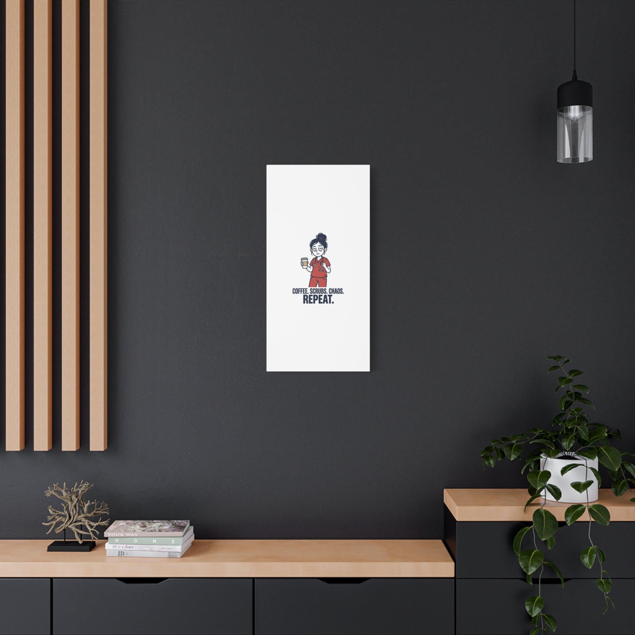 Coffee. Scrubs. Chaos. Repeat. Canvas | Nurse Aesthetic, RN Nurse Wall Art